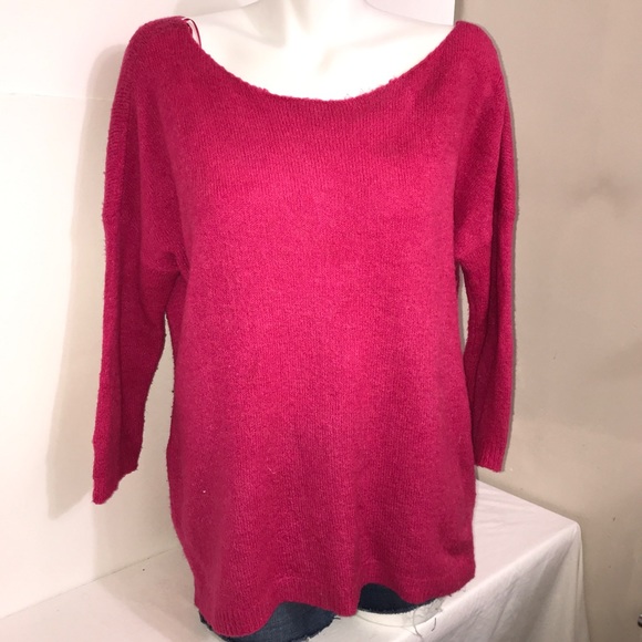 Mohito Hot Pink Scoop Neck Stretch Dolman Sweater - Picture 3 of 13